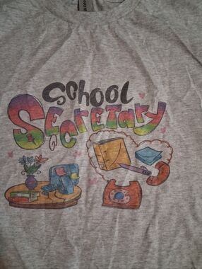 School Secretary Graphic T-Shirt - Gray Size XL